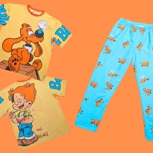 Handmade, Upcycled Boule & Bill Bedsheet Pajama Set (T-Shirt + Bottoms) Size M-L